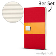 MOLESKINE Cahier Journal 3er-Set - Preisselbeerrot - Liniert 
