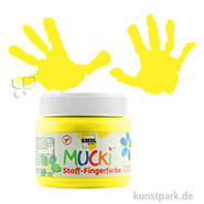 MUCKI Fingerfarbe Textil - pastose Farbe für Stoffe, 150 ml Einzelfarbe | Gelb