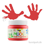 MUCKI Fingerfarbe Textil - pastose Farbe für Stoffe, 150 ml Einzelfarbe | Rot