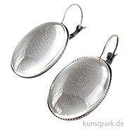 Ohrring Vintage Collection - Oval, 1,8x2,5 cm mit Cabochon Altsilber