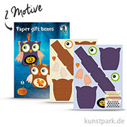 Paper Gift Boxes - Eule mit umfangreichem Zubehör - Lila-Braun 