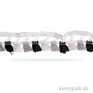 Quasten-Borte - Schwarz-Weiß, 2 m 