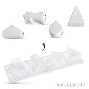 4 teilig Ovale Motive Tiefe 3cm Seifengießform