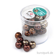 Renaissance Glaswachsperlen MIX - 10 mm - 32 Stück Dose | Braun