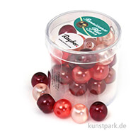 Renaissance Glaswachsperlen MIX halbtransparent - 10 mm - 32 Stück Dose | Rot