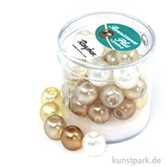 Renaissance Glaswachsperlen MIX halbtransparent - 10 mm - 32 Stück Dose | Weiß-Beige