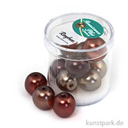 Renaissance Glaswachsperlen MIX halbtransparent - 14 mm - 12 Stück Dose | Braun