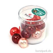 Renaissance Glaswachsperlen MIX halbtransparent - 14 mm - 12 Stück Dose | Rot