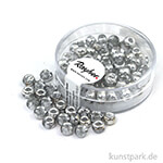 Rocailles Metallic mit Großloch - 5,5 mm - 80 Stück Silber