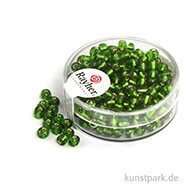 Rocailles mit Silbereinzug - 4 mm - 17 g Dose | Grün
