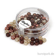 Rocailles-MIX mit Großloch - 5,5 mm - 80 Stück Dose | Braun-Töne