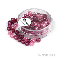 Rocailles-MIX mit Großloch - 5,5 mm - 80 Stück Dose | Pink-Töne