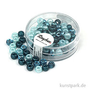 Rocailles-MIX mit Großloch - 5,5 mm - 80 Stück Dose | Türkis-Töne