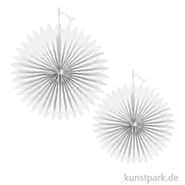 Rosetten aus Papier, 2 Stück sortiert 20-30 cm | Weiß