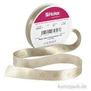 Satinband Schneekristalle - 15 mm x 3 m Beige