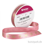 Satinband Schneekristalle - 15 mm x 3 m Rosa