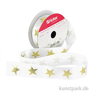 Satinband Sterne - 25 mm x 2 m Weiß
