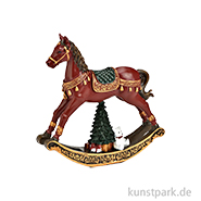 Schaukelpferd mit Tannenbaum aus Poly, Rot / Grün, 13 x 13 x 3 cm 