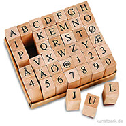 Alphabet Buchstaben Briefmarken-Vintage-Stil Alphabet Buchstaben Anzahl Symbol Stempel Dichtungen in Holzkiste Fall Alphabet Buchstaben Zahlen Set von 70 St/ück