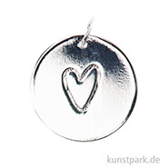 Schmuck-Anhänger Scheibe - Herz, Silber 