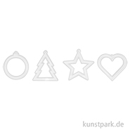 Silikon Gießform - Weihnachtsanhänger, 4 Motive 