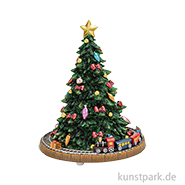 Spieluhr Weihnachtsbaum mit beweglichem Zug, Poly, 15 x 18 x 15  cm 