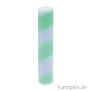 Stabkerze gestreift - Türkis Grau, 20 cm 
