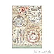 Stamperia Reispapier - Brocante Antiques Ceramic Plates, DIN A4 