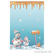 Stamperia Reispapier - Candy Christmas Snowmen, DIN A4 