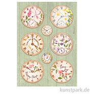 Stamperia Reispapier - Create Happiness Welcome Home Clocks, DIN A4 