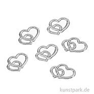 Streuteile - Herzen, 1,5 cm, Silber, 6 Stück 