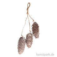 Tannenzapfen mit Kordel zum Hängen, 3er Set, 26 cm 