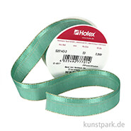 Uniband - Dekoband mit Goldrand - 25 mm x 3 m Mintgrün