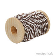 Vintage Baumwollgarn auf Holzspule 10 m 10 m | Braun-Weiß
