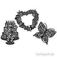 Vintage Laser Dekoration - Torte, 3 Stück sortiert 