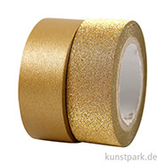 Motiv-Klebeband Washitape - Metallic Gold, 30 mm, 10 m Rolle