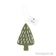 Weihnachtsanhänger Tanne, Handgefilzt, Grün, 10,5 x 6 x 1,3 cm 