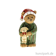 Weihnachtsbär im Schlafanzug, Keramik, Grün, 6 x 5,7 x 12,6 cm 