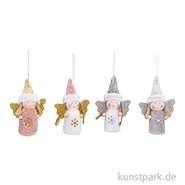 Weihnachtshänger Engel, Textil, Rosa/Weiß/Grau, Sortiert, 6 x 9 x 3 cm 