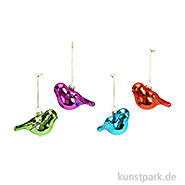 Weihnachtshänger Vogel aus Glas, Bunt, Sortiert, 10 x 7 x 5 cm 