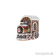 Weihnachtszug, Keramik, Lebkuchen, Braun-Weiß, 5 x 3,2 x 4,7 cm 