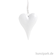 Weißes Metallherz mit Aufhänger 6,7 x 10 x 1,7 cm