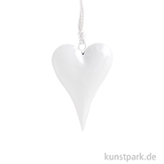 Weißes Metallherz mit Aufhänger 8,2 x 12,3 x 2,2 cm