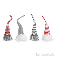 Wichtel aus Textil, Grau / Rot / Weiß, Sortiert, 6 x 36 x 6 cm 