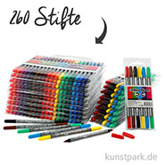 XXL Set - Colortime Dual-Filzschreiber in Kunststoffetuis - 260 Stifte 