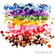 XXL Set - Facettenperlen, Durchmesser 4 - 12 mm, 7 x 250 g sortiert 