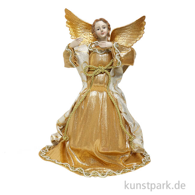 Engel mit Stoffkleid, Gold, 28 cm