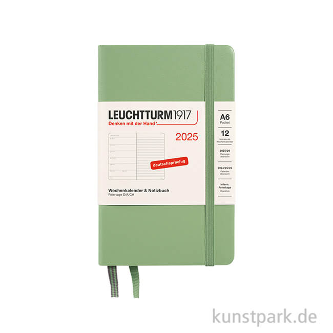 Leuchtturm Wochenkalender & Notizbuch 2025 - Salbei, DIN A6