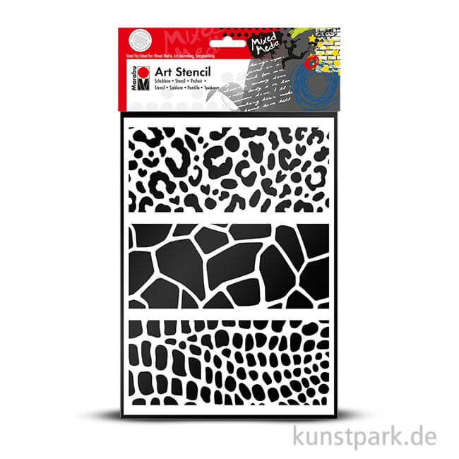 marabu mixed media art stencil din a4 animal print combination stencil print