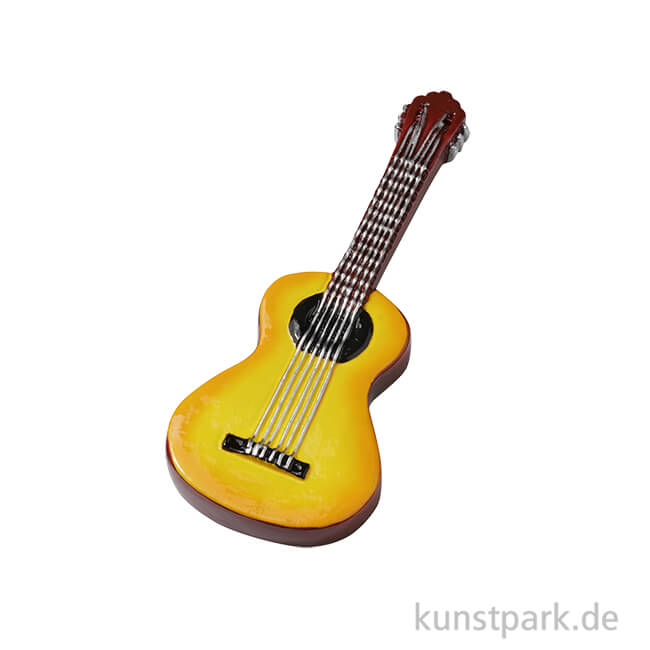 Puppenstube Miniatur Gitarre 6 cm braun mit Koffer 